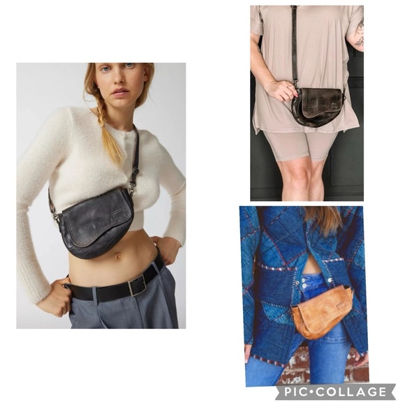 Bed Stu Distressed Black Leather Crossbody Bag - Picture 4 of 15